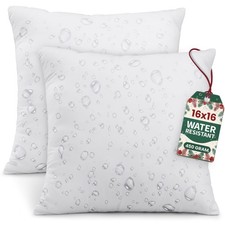Utopia Bedding Outdoor Pillow Inserts 16 x 16 Inches Pack of 2, White, Water