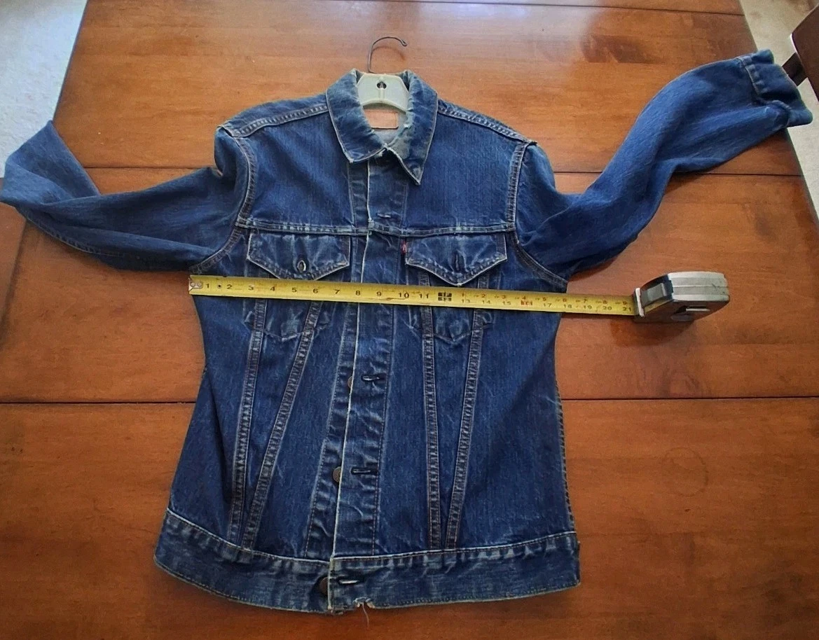 Vintage 60s Levis Big E Type 3 Denim Trucker Jacket Dark Indigo 36 18x24 70505 image 2