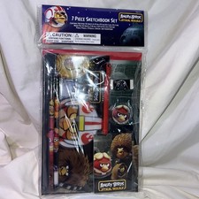 Angry Birds Star Wars 7 Piece Sketchbook Set -pencils Eraser Notepad Pouch Memo