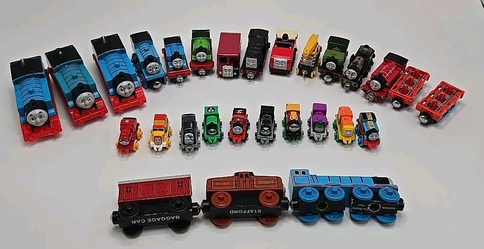 Thomas The Train & Friends 28-Piece Die-Cast Wooden Magnetic Train Car Lot  