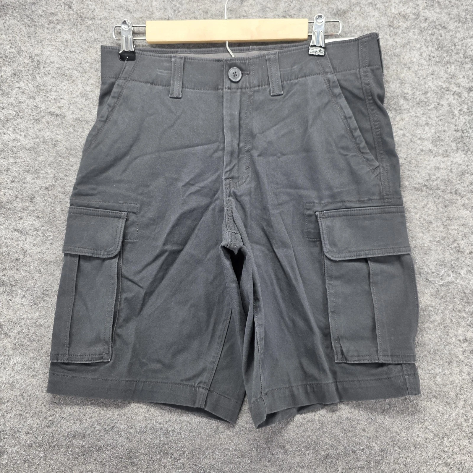 Sonoma Shorts Mens 29 Gray Cargo Flat Front Canvas Stretch Pockets 10 Inseam