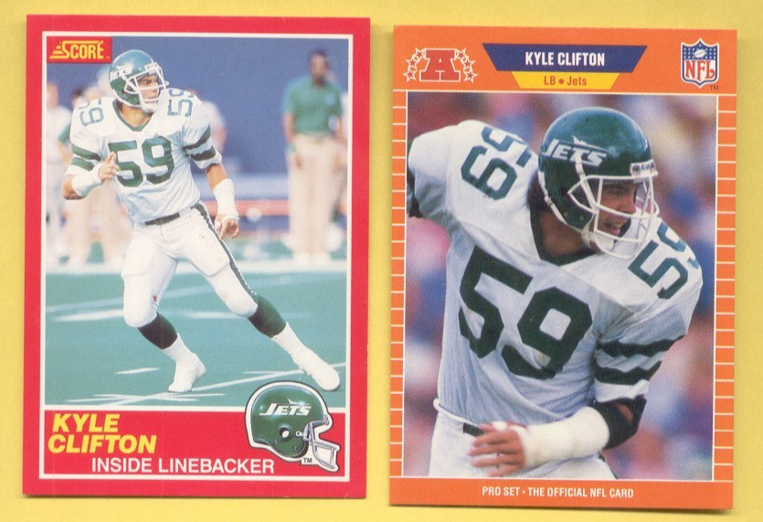 1989 Pro Set Score KYLE CLIFTON New York Jets Rookie 2-Card Lot