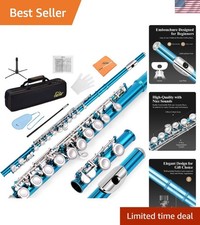 Closed Hole 16 Keys Flute for Beginner Kids Student with Fingering Chart, Cle...