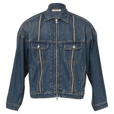 Alexander Mcqueen Zipped Denim Jacket In Denim Men Blue Size 46