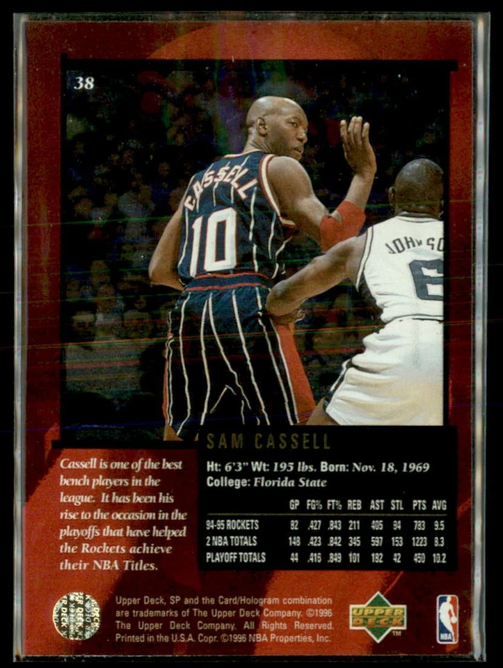 1996 Upper Deck SP Basketball Cassell Rockets 38 - Image 2 of 2