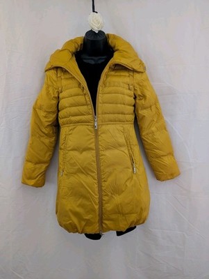 Yaya Women Size 185/88A puffy Yellow winter  jacket Coat  Zipper Close mid lengt