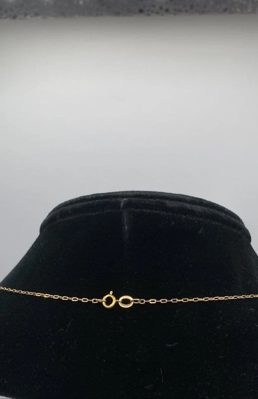 Collar Colgante Corazón Ojo de Tigre Oro Amarillo 14k 18" 1.8g Foto 4 de 4