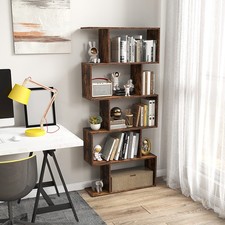 5-Tier S-Shaped Bookcase Bookshelf Geometric Room Divider Storage Display Shelf