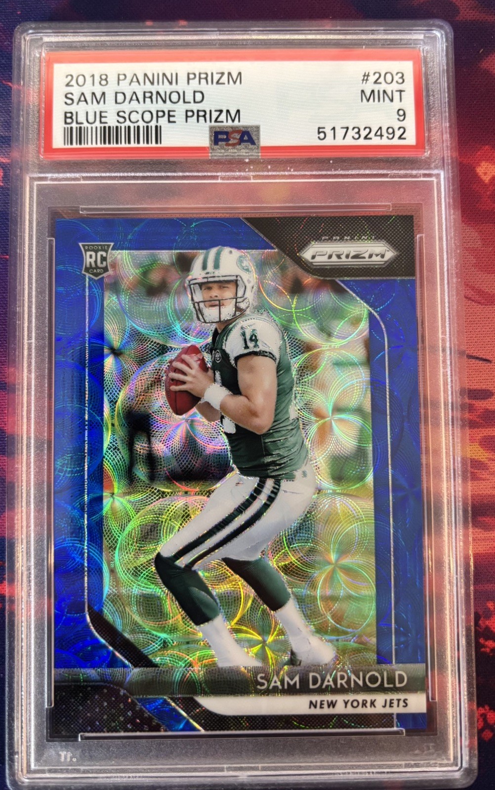 Sam Darnold 2018 Panini Prizm Blue Scope /99 PSA Seattle Seahawks Rookie RC #203