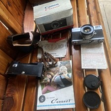Vintage Early Canon Canonet with Original Box, Leather Case instructions Receipt