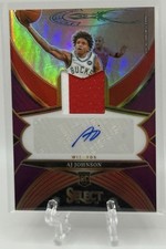 AJ Johnson 2024-25 Panini Select RPA RC Jersey Patch Auto Purple Prizm /99!