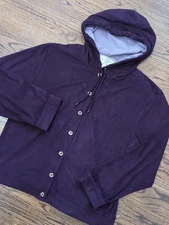 St. John Sport Marie Gray Chateau St. John Purple Faux Suede Jacket Hooded Sz M