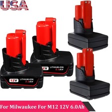 12V 6.0Ah For Milwaukee M12 12V Lithium Ion Extended Capacity Battery 48-11-2411