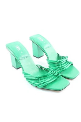ZARA Mule à talon Dames Mule T EU 38 vert style décontracté - Photo 1/4