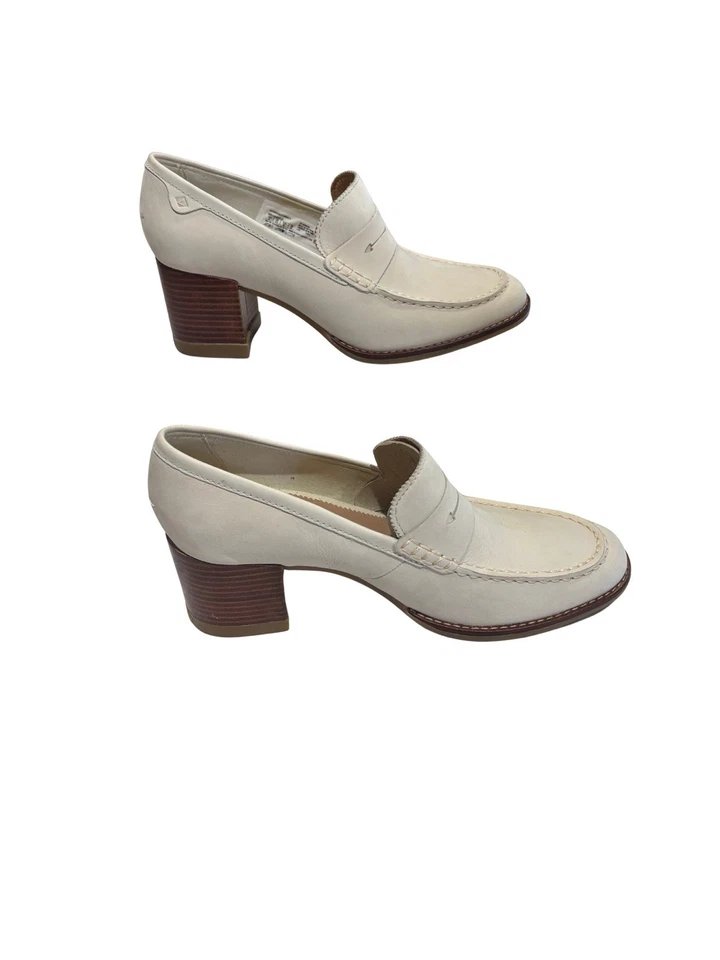 Sperry Seaport Penny Mocasín Tacón Mujer’s Pump Cuero Crema Talla 8 Nuevo Con Etiquetas Foto 4 de 4