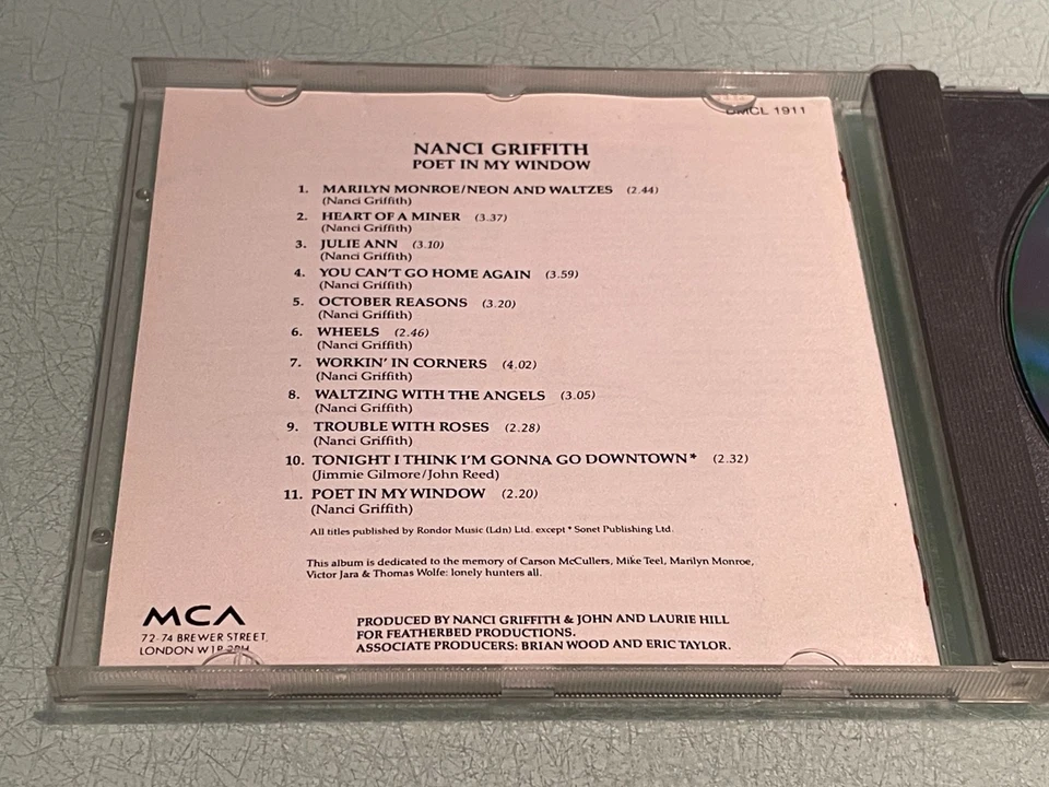 Nanci Griffith - Poet in My Window - CD Album - 1985 MCA Records - 11 Tracks - Image 4 of 4