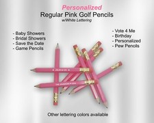 Regular Pink, Golf Pencils, Bridal Shower, Baby Shower, Wedding Announcement