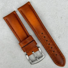 Cognac Brown Vegetable Tan Full Grain Leather Watch Strap 18mm, 20mm 22mm, 24mm