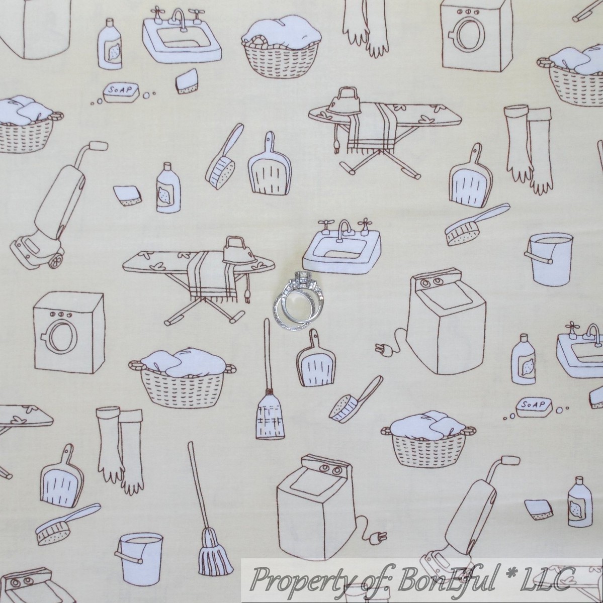 BonEful Fabric FQ Cotton Quilt Yellow White Brown Towel Lady