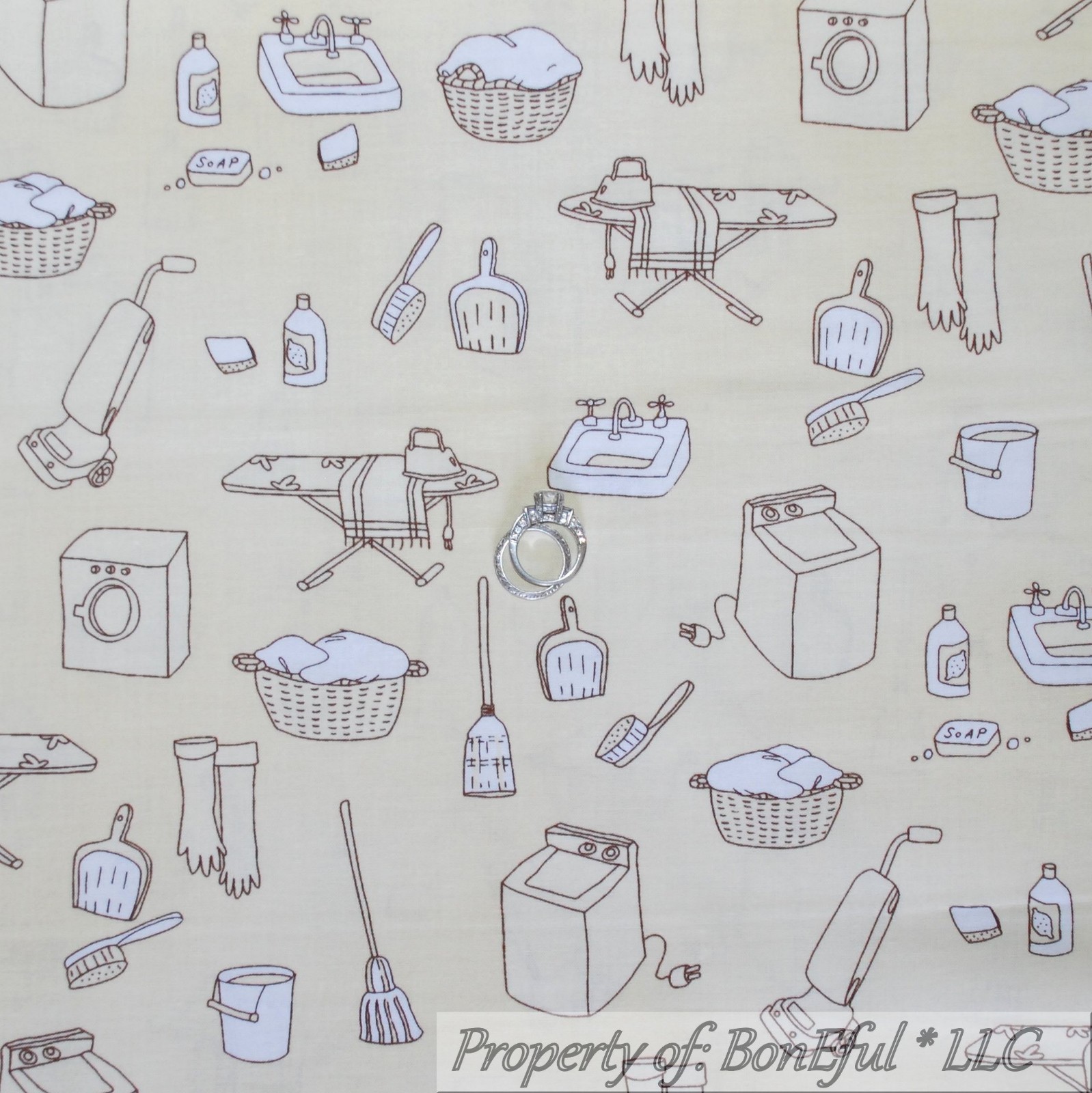 BonEful Fabric FQ Cotton Quilt Yellow White Brown Towel Lady Laundry Room Decor