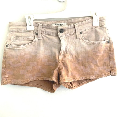 Rich & Skinny Women's Shorts 28 Denim Tan Orange Ombre