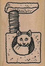Cat House 1 3/4 x 2 1/2" Rubber Stamp, Cat Stamp, Funny Cat, Cute Cat Stamp