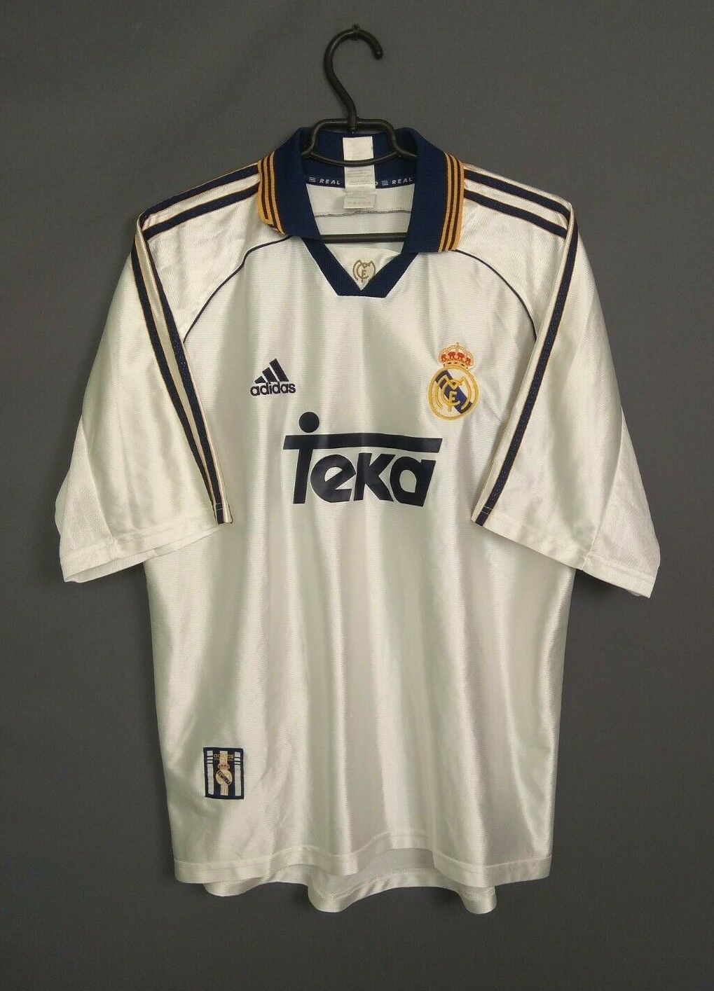 Real Madrid Jersey 1998 2000 Home LARGE Shirt Soccer Adidas ig93 100% nowy, tani