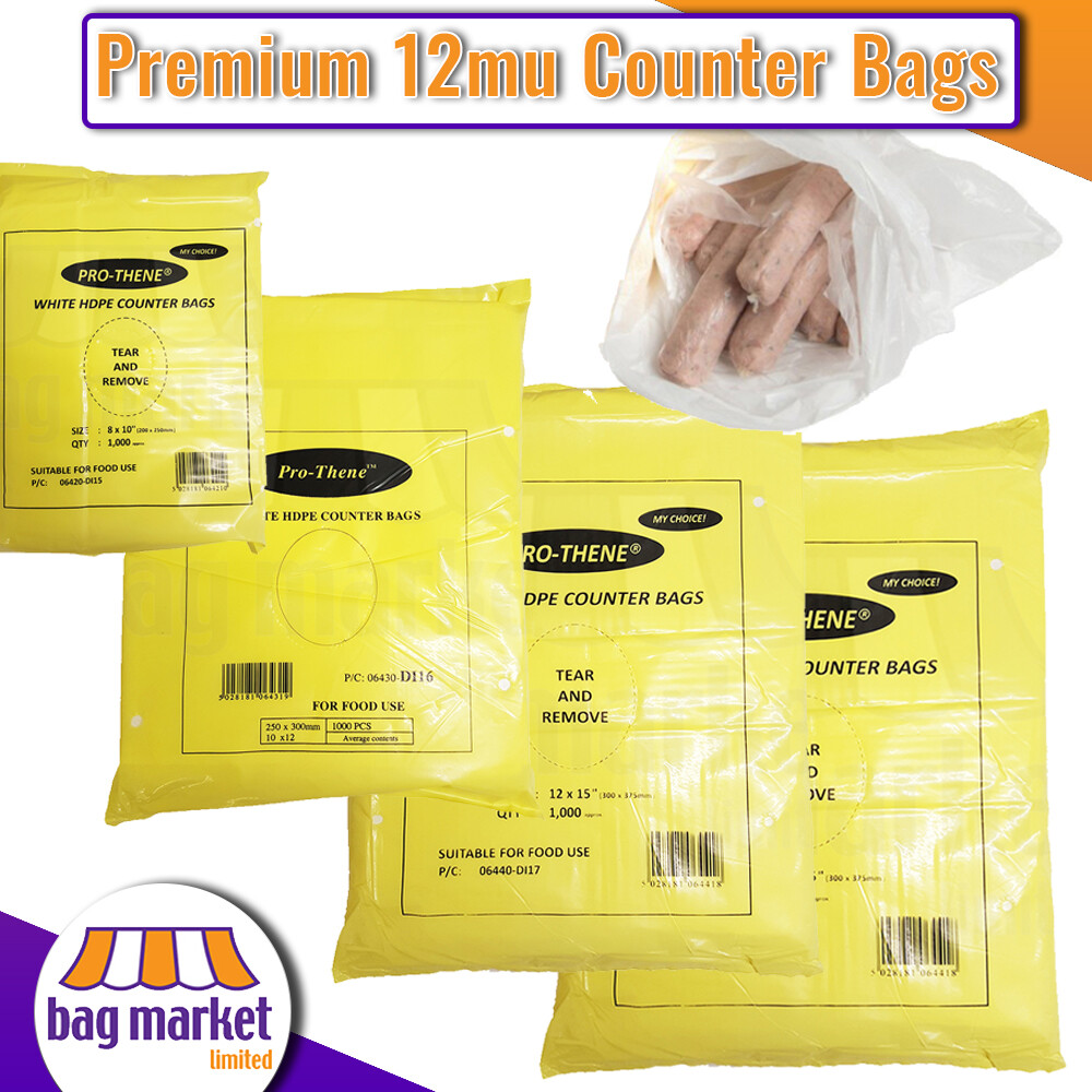 Bolsas fuertes de carnicero/contador de HDPE 12mu | carne/frutas/vegetales/congelador/alimentos/almacenamiento