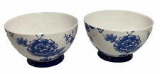Set of 2 Portobello By Inspire Blue Floral Soup Cereal Bowl PY19 Rare HTF