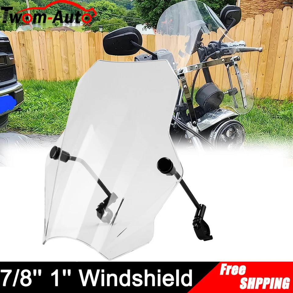 For Honda Honda Large Motorcycle 15.55" Clear Windshield 7/8" 1" Handlebar - Image 3 of 4