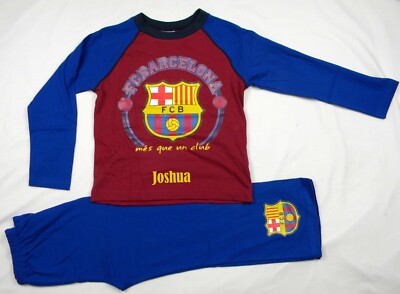 Personalised FC Barcelona licenced pyjamas embroidered with a name age 4-5 