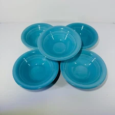 Vintage 1982 Homer Laughlin USA Turquoise 6.25” Soup Salad Dessert Bowl Set Of 5