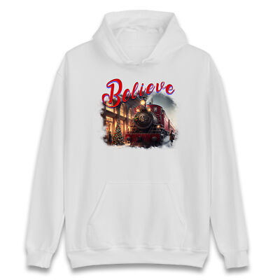 Believe Train Christmas Hoodie, Magical Christmas Eve Train Ride Christmas Hood