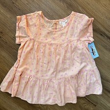 Cat Jack Shirt Cute Heart Pink Orange Top Girl Large 10/12 Short Sleeve Summer