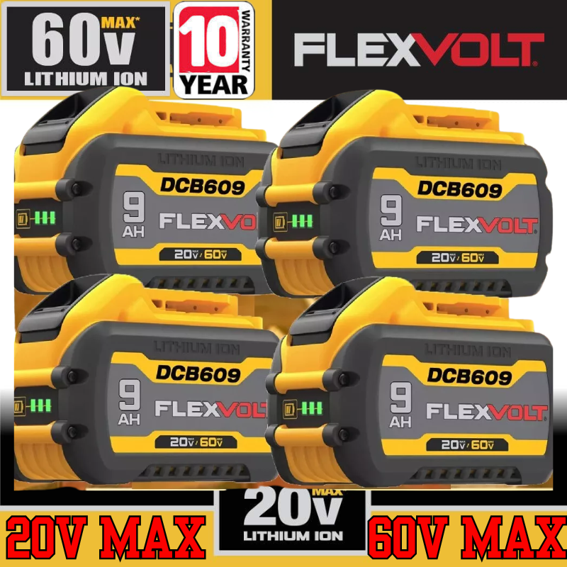 4PACK DEWALT DCB609-2 20V/60V MAX FLEXVOLT 12Ah Li-Ion Battery DCB609 DCB606 Replacement