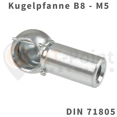 Kugelpfanne Stahl verzinkt B8 M5 DIN 71805 mit Sicherungsbügel Kugel Pfanne Kopf