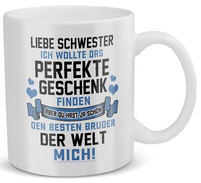 Schwester Geschenk von Bruder zum Geburtstag Weihnachten Mädchen Tasse Frauen