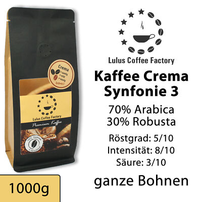 Lulus Coffee Factory - Kaffee Crema Synfonie 3 - 1000g - ganze Bohnen 