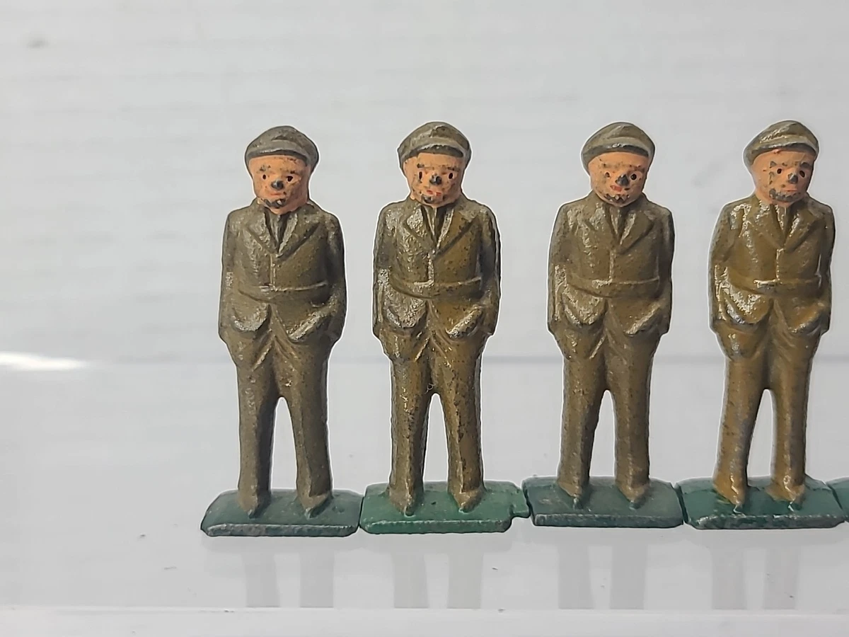 5 Barclay Manoil Gray Iron Cast Metal Painted US Soldiers WWI 2" Figures