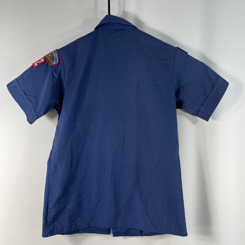 Cub Scouts Boy Scouts of America Large Blue Youth Shirt Sewn Patches VTG Stain - Picture 8 of 14