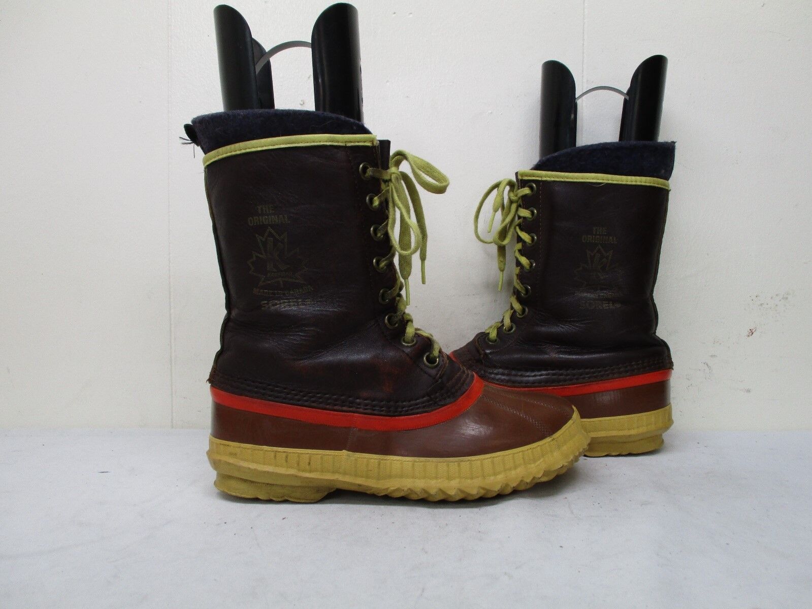 Original Sorel Kaufman Brown Leather Rubber Snow Winter Boots Mens Size 6