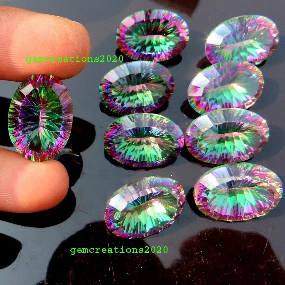 27-29.00 Carat. MYSTIC TOPAZ CONCAVE CUT OVAL CABOCHON GEMSTONES (15X21X10 MM) - Image 3 of 4