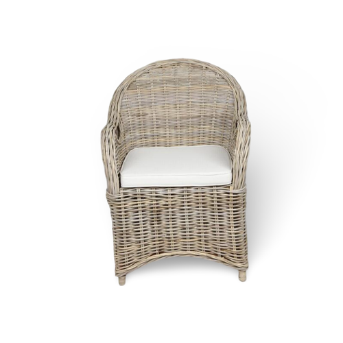 Rattansessel mit Sitzkissen Sessel grau Stuhl Rattan Korbsessel Esszimmerstuhl - Bild 4 von 7