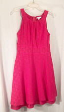 WOMENS SIZE 4 HOT PINK NEW YORK & COMPANY SLEEVELESS LACE ZIP BACK LINED DRESS