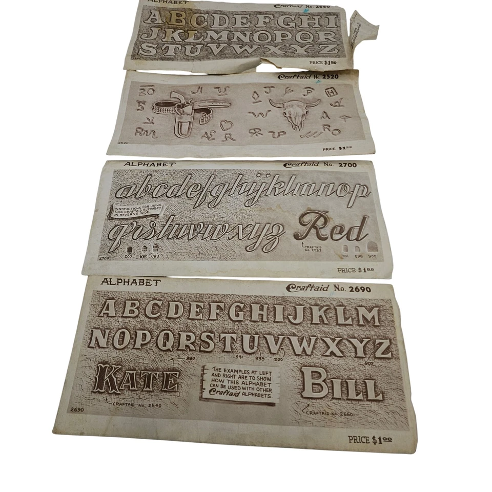 Vintage CRAFTAID Plastic Templates Leather Carving Tooling Alphabet Lot of 4 - Image 4 of 4