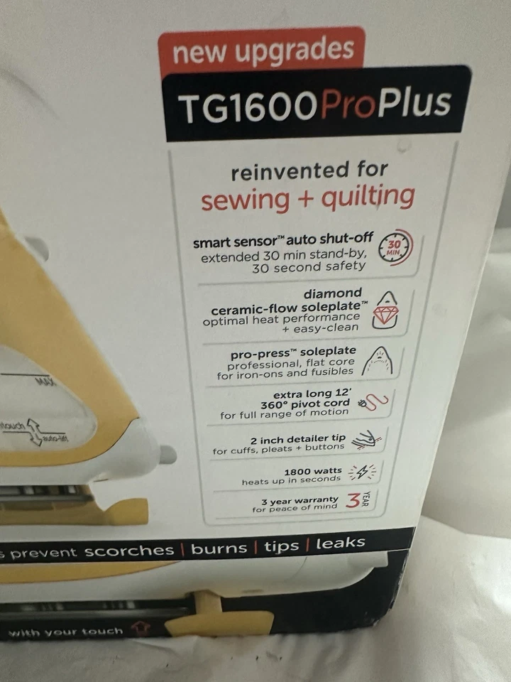 Tested Oliso TG1600 Pro Plus 1800W Auto Lift SmartIron Yellow Touch Activated M4 - Image 3 of 4