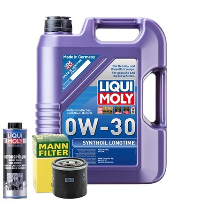 Motoröl 0W30 LIQUI MOLY Synthoil Longtime 5L +MANN Ölfilter +Spülung