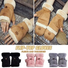 Flip Cover Suede Gloves Cold-proof Thermal Mittens Thick VelvetTouch Screen
