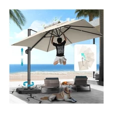 HOTIME10x10ft Patio Umbrella Cantilever Umbrella Double Top - Upgrade and Int...