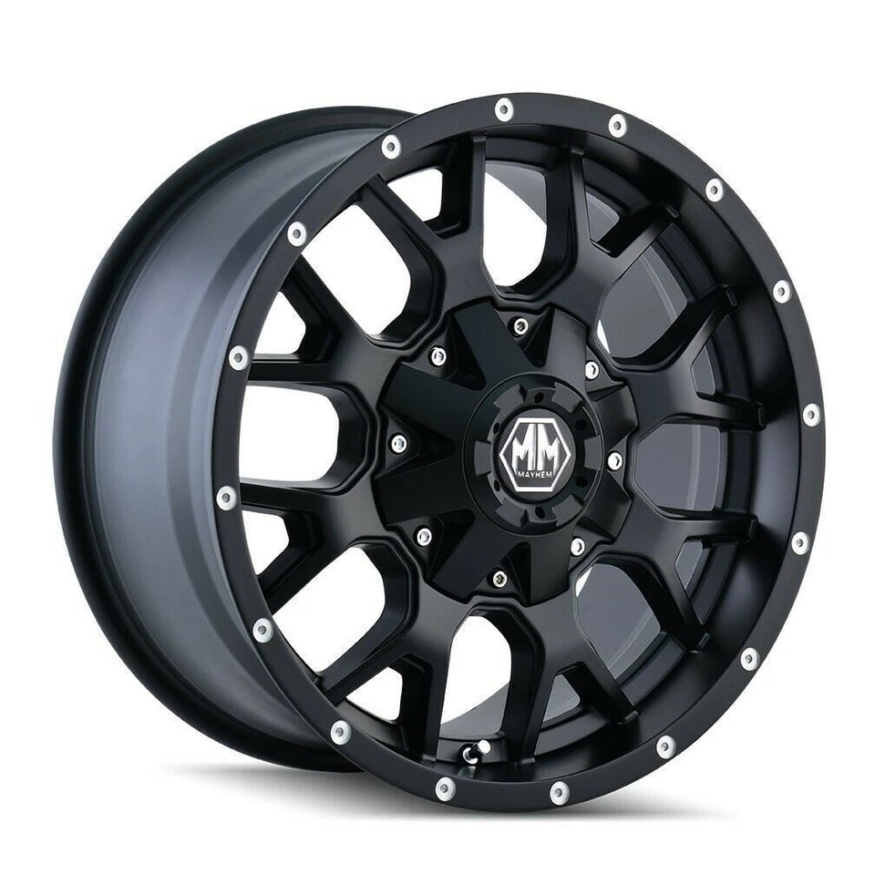 Set 4 20" Mayhem Warrior 20x9 Matte Black 5x150 5x5.5 Wheels 18mm Truck Suv Rims - Image 2 of 4